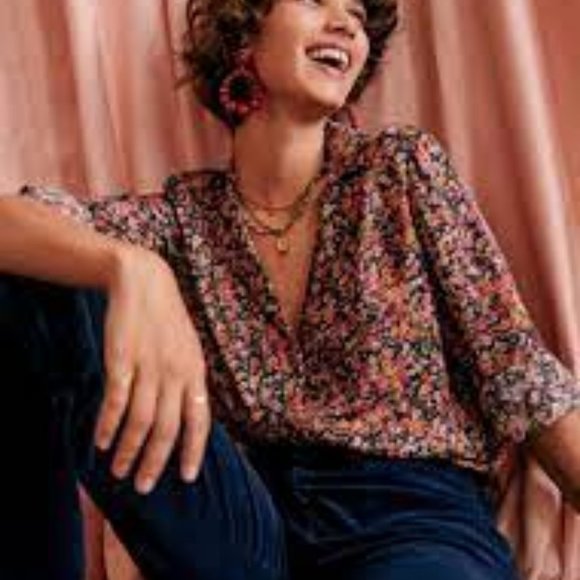 Sezane Tops - SÉZANE Florence blouse in Blossom Marine, size 38, NWT!
